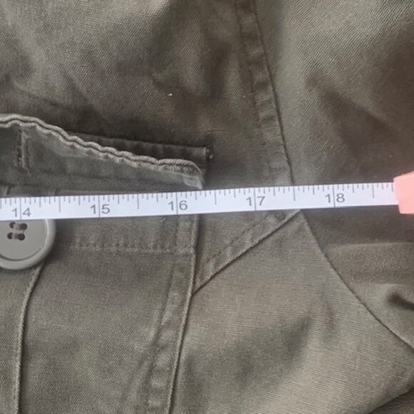 Women’s 12-14 Large Green Buttoned-Up Hooded Linen Coat - Picture 11 of 11